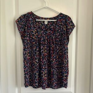 Gap navy bright floral blouse size small